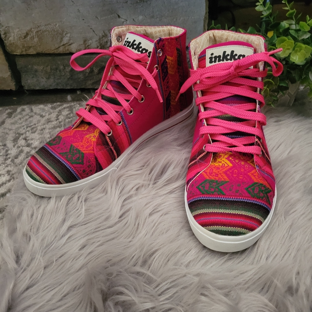 Inkkas Pink Multi-Color High-Top Sneakers - Picture 4 of 14